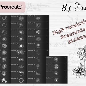 Sunflower Procreate Stamps | 84 Sunflower Procreate Brushes | Floral ...