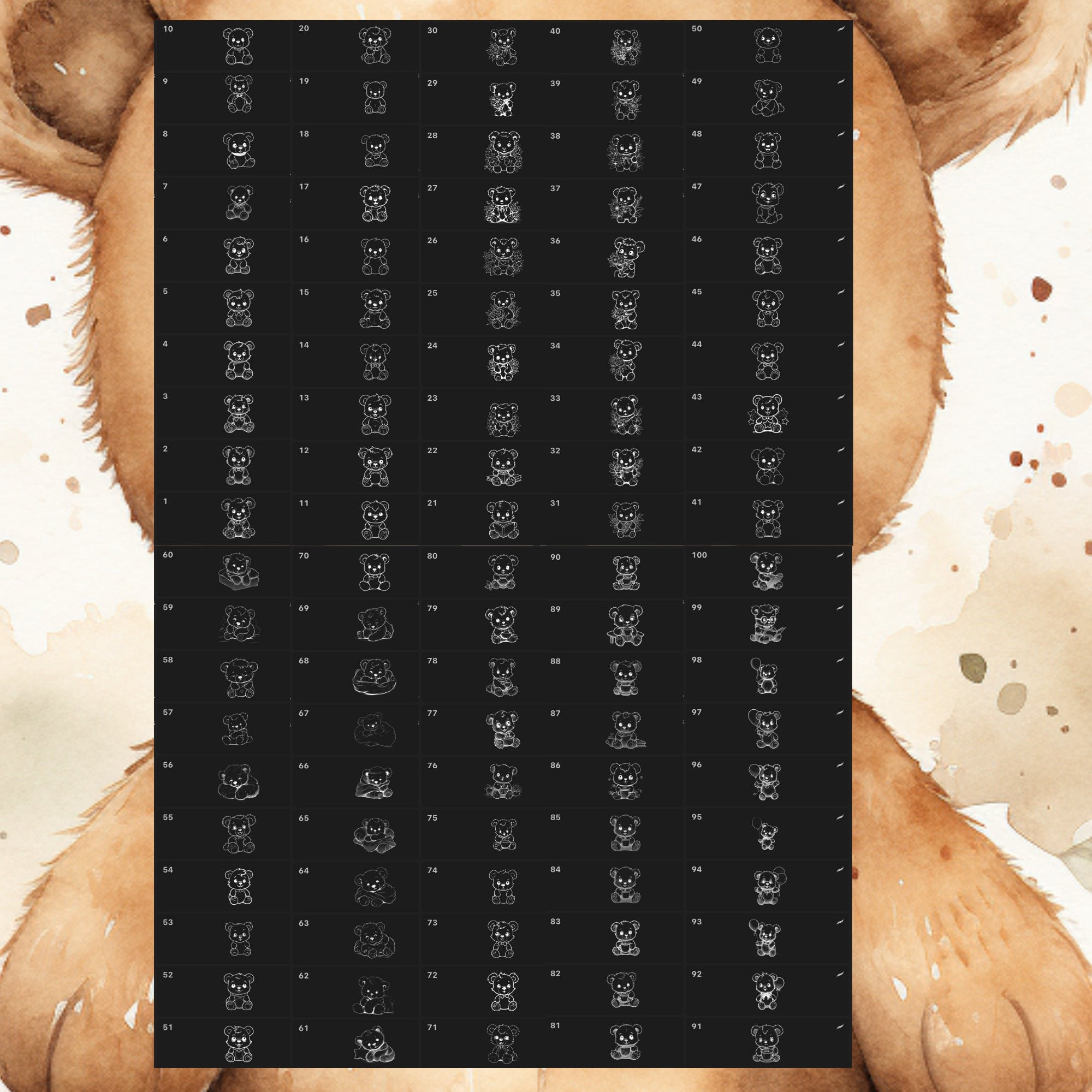 Teddy Bear Procreate Stamps | 100+ Cute Teddy Bear Animal Procreate ...