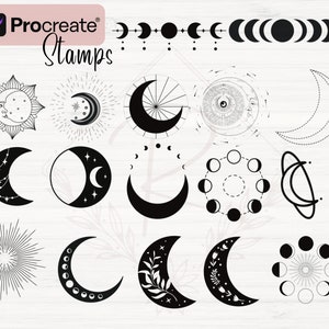 Sun and Moon Procreate Stamps | 85 Mystical Procreate Stamps ...