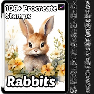 Rabbit Animal Procreate Stamps | 100+ Rabbit Animal Procreate brushes | Easter Procreate stamps | Nature Procreate | Kawaii Procreate | Cute
