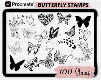 Timbri Procreate Farfalla / 100 Timbri Procreate Farfalla / Pennelli Procreate / Strumenti Procreate / Farfalla Procreate / Doodle Procreate