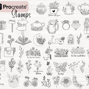 Procreate Wildflower Stamps Bundle| 160 Procreate Flower Brushes ...