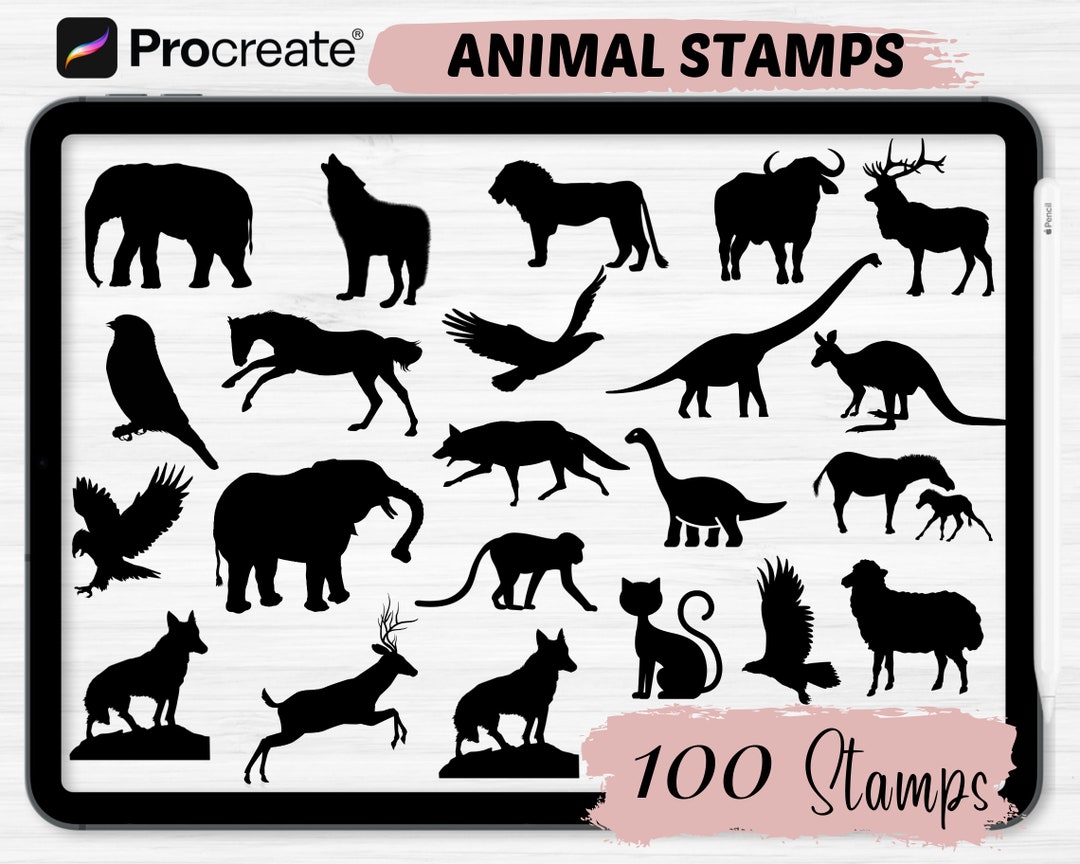 Doodle Animal Procreate Stamps | 100 Abstract Doodle Animal Procreate ...