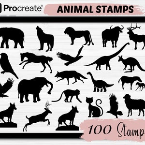 Doodle Animal Procreate Stamps | 100 Abstract Doodle Animal Procreate brushes |Procreate stamps | Procreate Brushes |  Silhouette animal