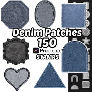 Procreate Penselen voor Denim Patches | 150 Procreate Penselen voor Denim Patches | Stoftextuur | Procreate Penselen voor Denim Patroon | Jeans | Vormen