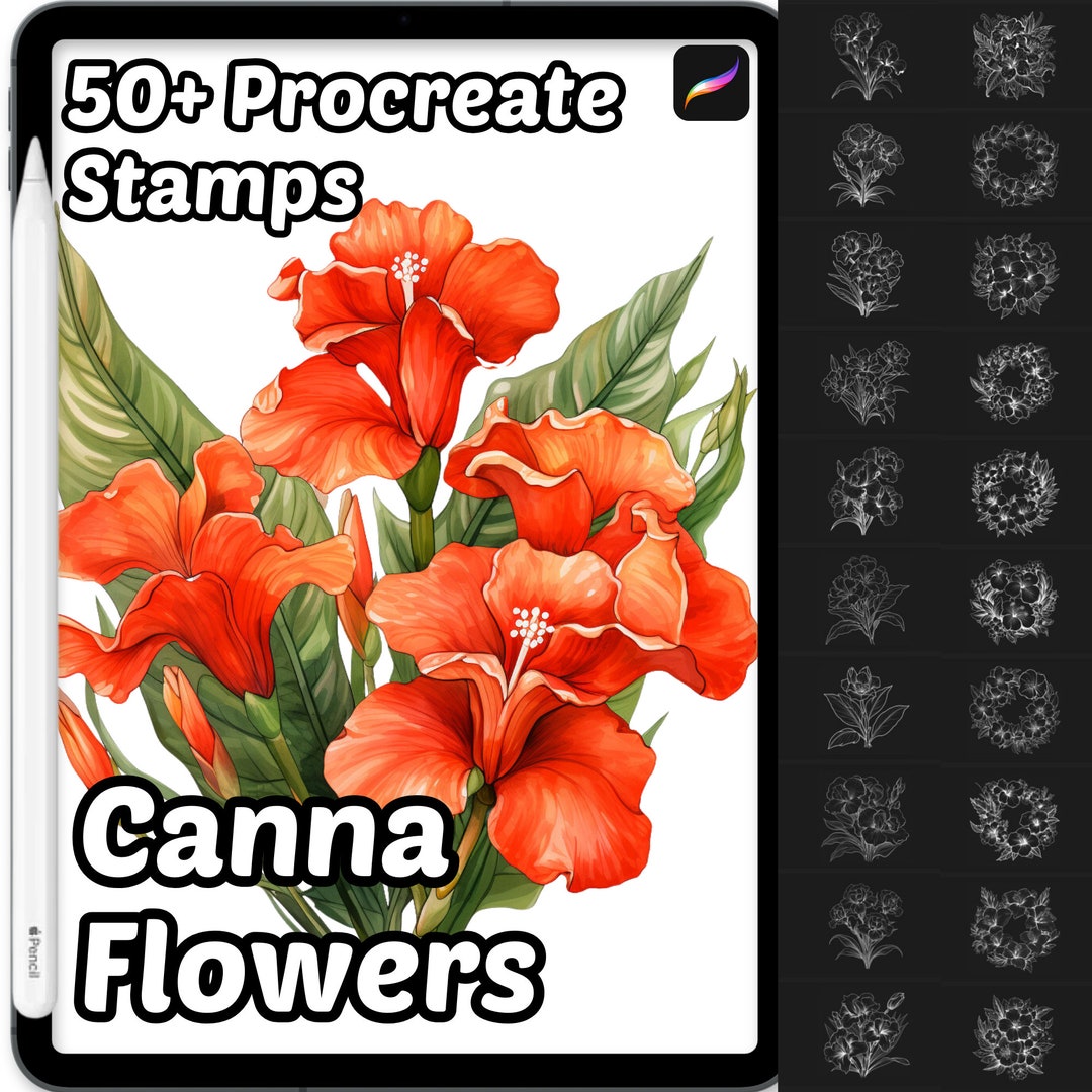 Canna Flower Procreate Brushes | 50+ Procreate Canna Flower Stamps ...