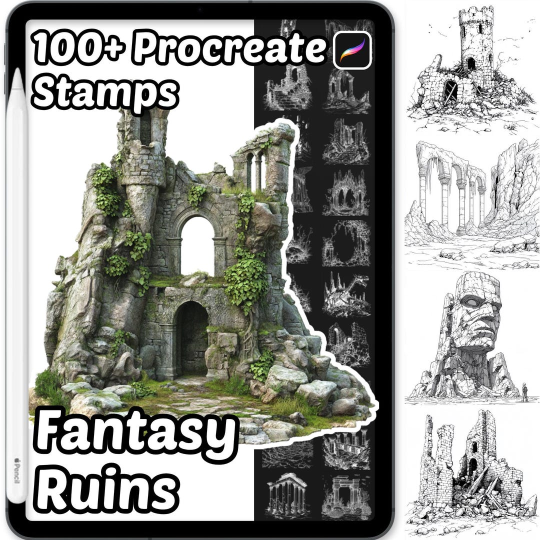 Fantasy Ruins Procreate Stamps | 100+ Procreate Fantasy Ruins Stamps ...