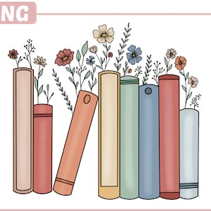 Book Png | Wildflower Book Png | Book Lover Sublimation Design | Reading PNG | Book Clipart |Retro Png |Floral Book Png |Book with Flower 11