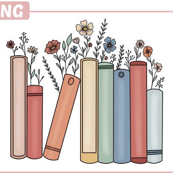 Book Png | Wildflower Book Png | Book Lover Sublimation Design | Reading PNG | Book Clipart |Retro Png |Floral Book Png |Book with Flower 11