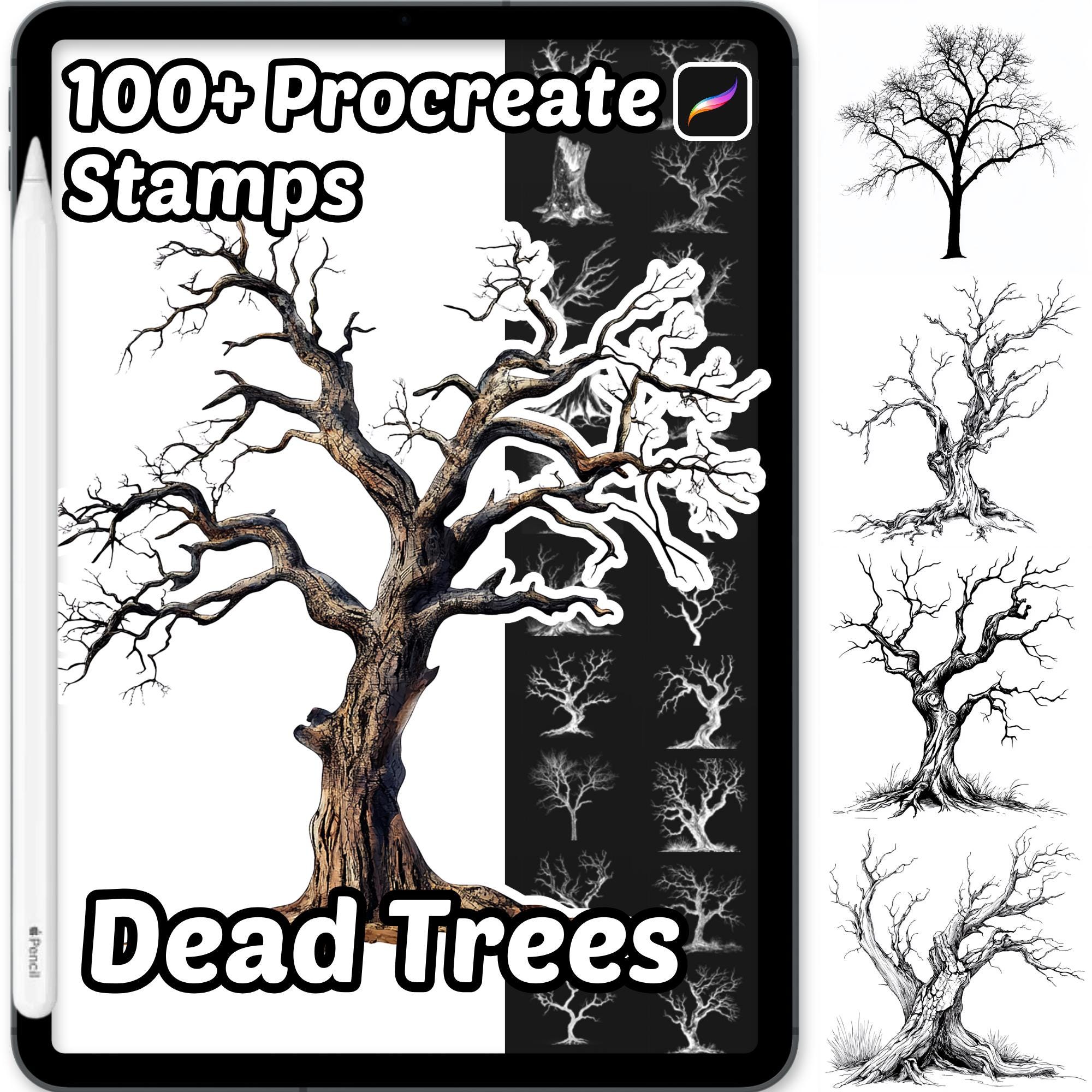 Dead Trees Procreate Stamps | 1000+ Procreate Dead Tree Stamps | Tree ...