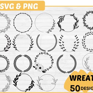 Wreath Svg bundle | 50 Laurel wreath Svg | Wreath monogram svg | Circle Wreath svg | Floral wreath svg bundle | Heart wreath svg Bundle