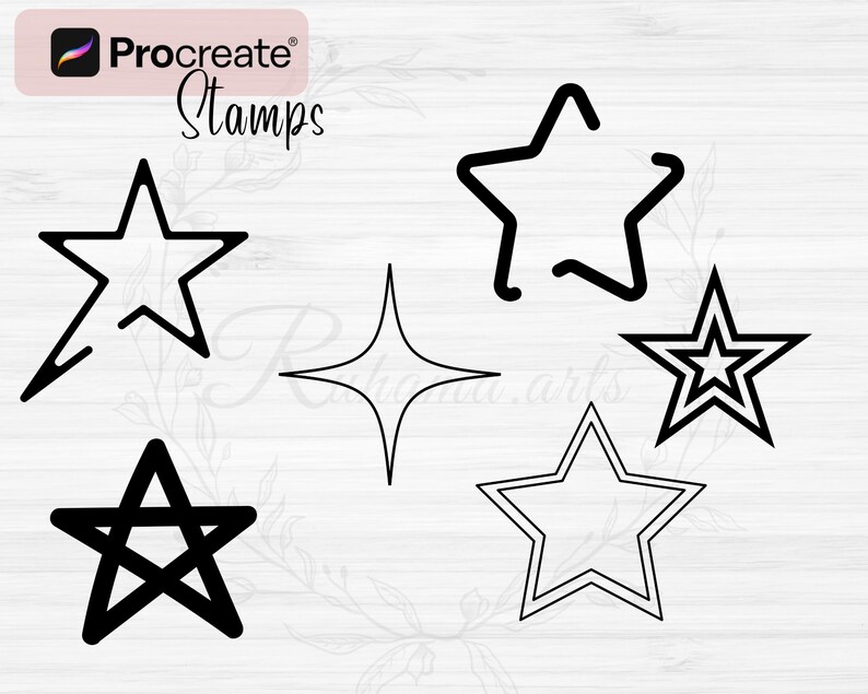 Stars and Sparkle Procreate Stamps | 98 Stars Procreate Brush Set ...