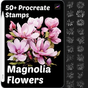 Magnolia Flower Procreate Stamps | 50+ Procreate Floral Stamps | Botanical Procreate Stamps | Floral Procreate brushes | Procreate Stamps