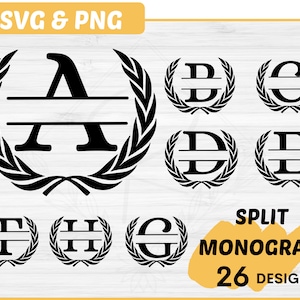 Split Monogram SVG Bundle | 26 Split letter svg | Split letter monogram svg bundle cutfiles for cricut | 26 Split Alphabet Svg bundle files