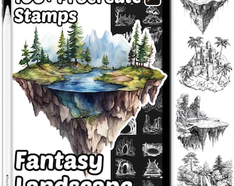 Fantasy Landscape Procreate Stamps | 100+ Procreate Fantasy Landscape Stamps | Mystical | Background Procreate | Fantasy Land Procreate