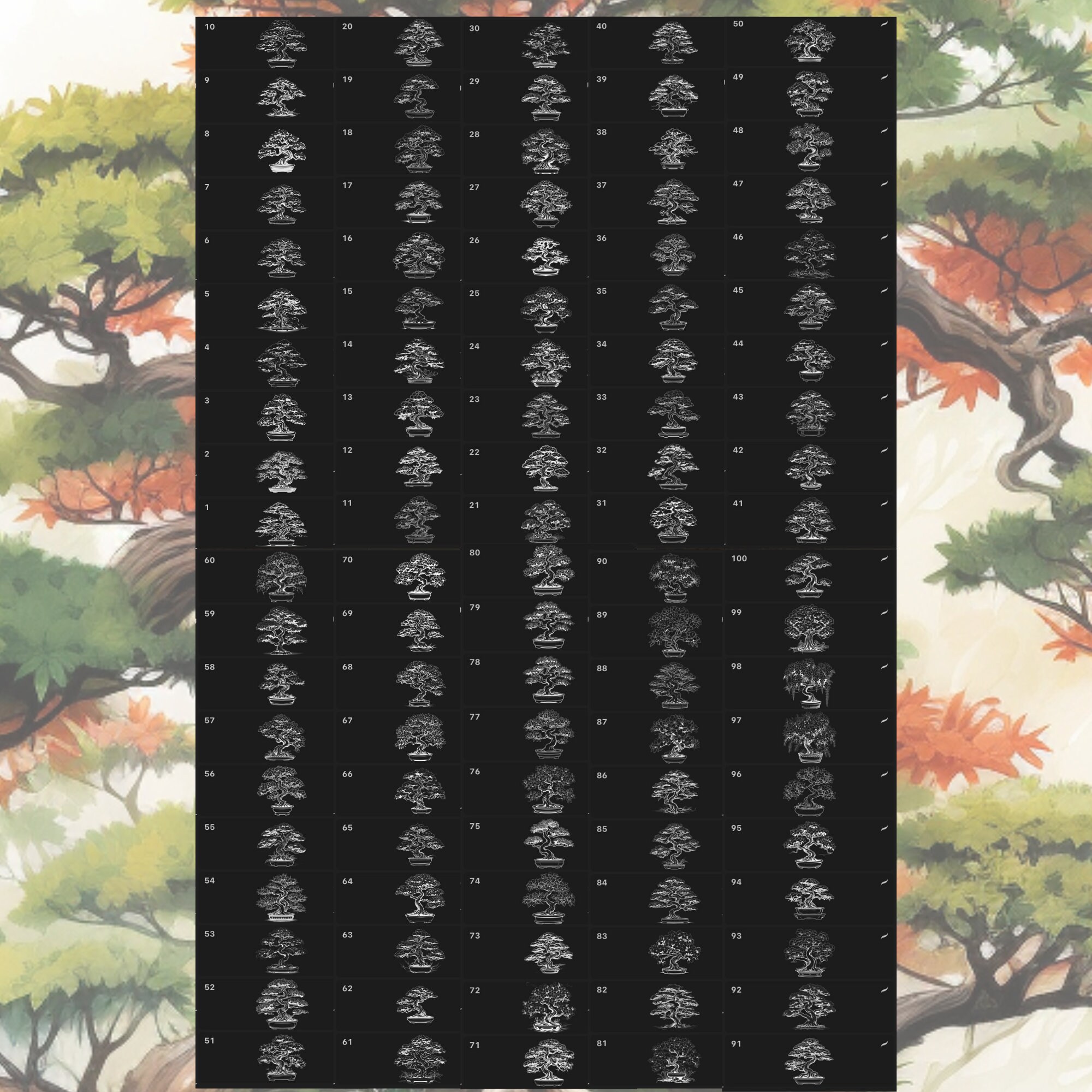 Bonsai Plant Procreate Brushes | 100+ Procreate Bonsai Plant Stamps ...