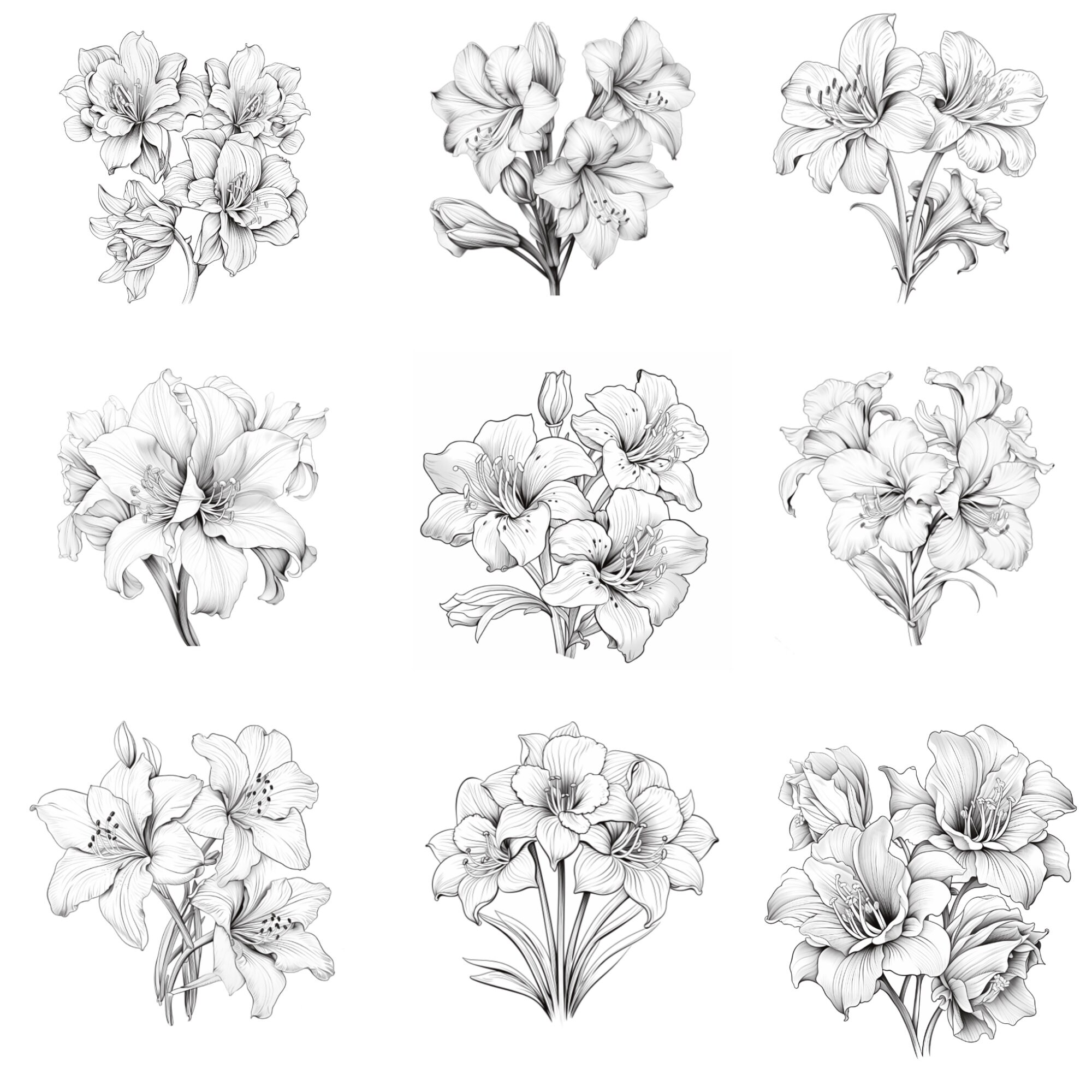 Amaryllis Procreate Stamps | 50+ Procreate Floral Stamps | Botanical ...