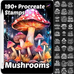 Mushrooms Procreate Stamps | 190+ Procreate Mushroom Stamps | Nature Procreate Stamps |  Procreate Brushes | Mushroom Home Procreate Stamps