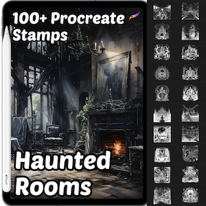 Haunted Rooms Procreate Stamps | 100+ Procreate Halloween Stamps | Haunted Rooms  | Scary Procreate brushes | Spooky Procreate Stamp