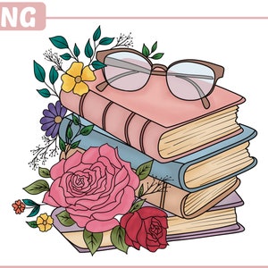 Book Png | Wildflower Book Png | Book Lover Sublimation Design | Reading PNG | Book Clipart | Retro Png |Floral Book Png |Book with Flower 3