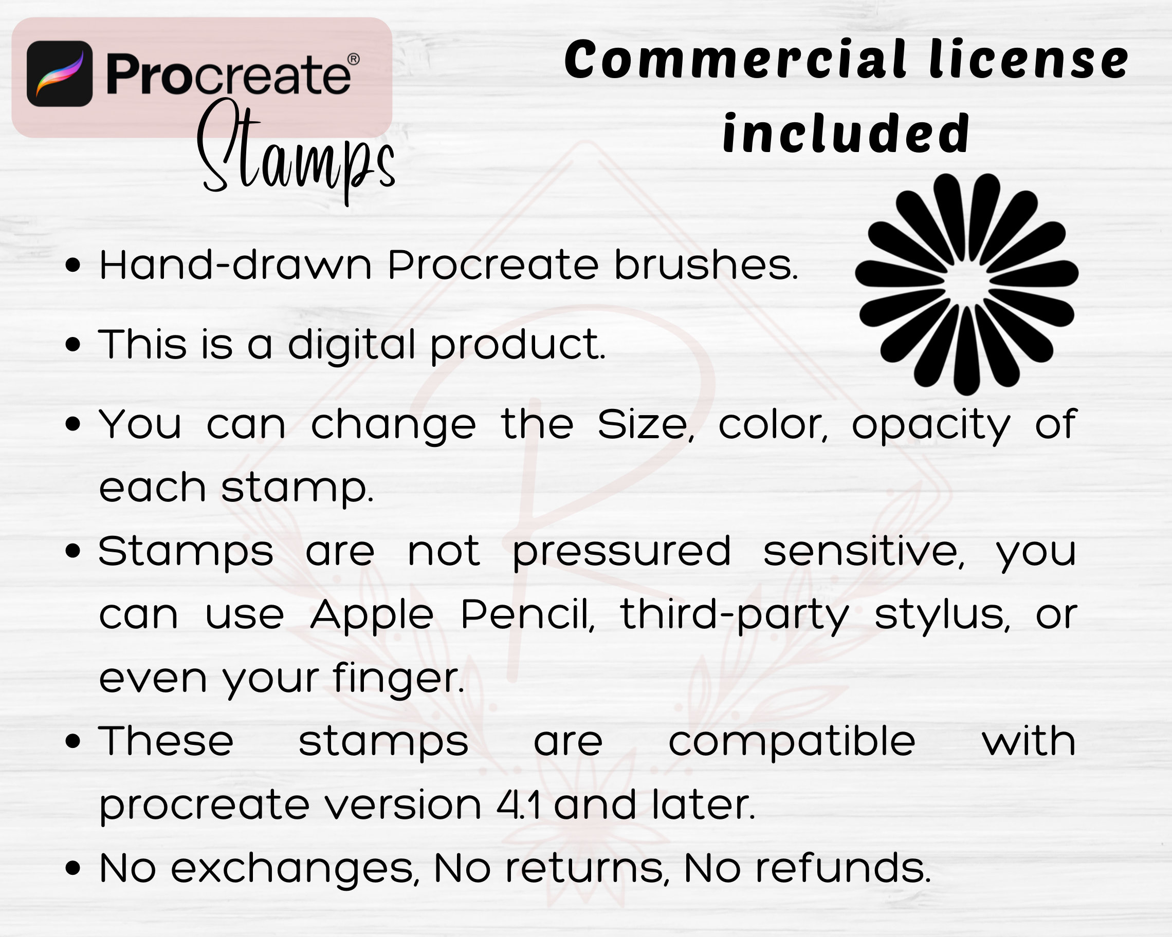 Doodle Flower Procreate Stamps | 117 Flower Procreate Brushes | Floral ...
