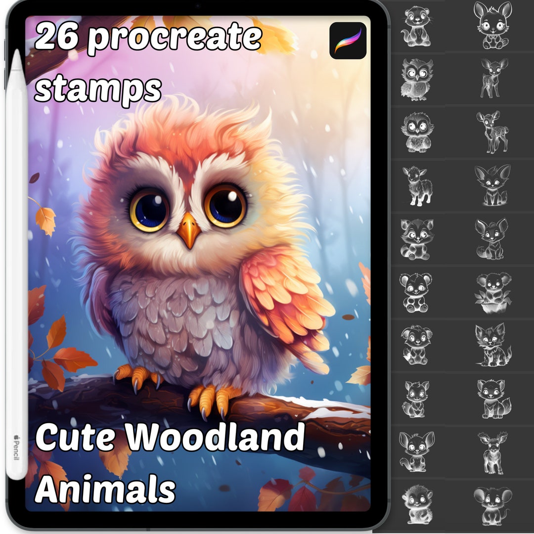 Woodland Animal Procreate Stamps 26 Cute Baby Woodland Animal Procreate