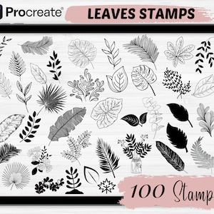 Procreate leaf stamps | 100  leaves procreate stamps | botanical stamps Procreate |leaf stamps |Procreate leaves brushes bundle set| Ipad