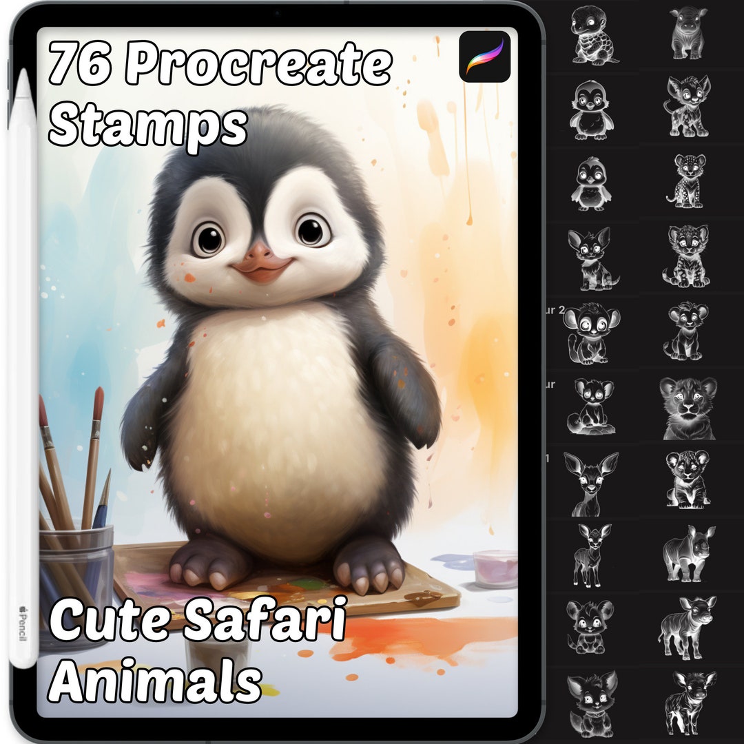 Safari Animal Procreate Stamps | 76 Cute Baby Safari Animal Procreate ...