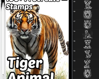 Tiger Procreate Stamps | 100+ Tiger Animal Procreate Brushes | Jungle Animals | Wild Animal Procreate | Safari Animals | Big Cats Animal
