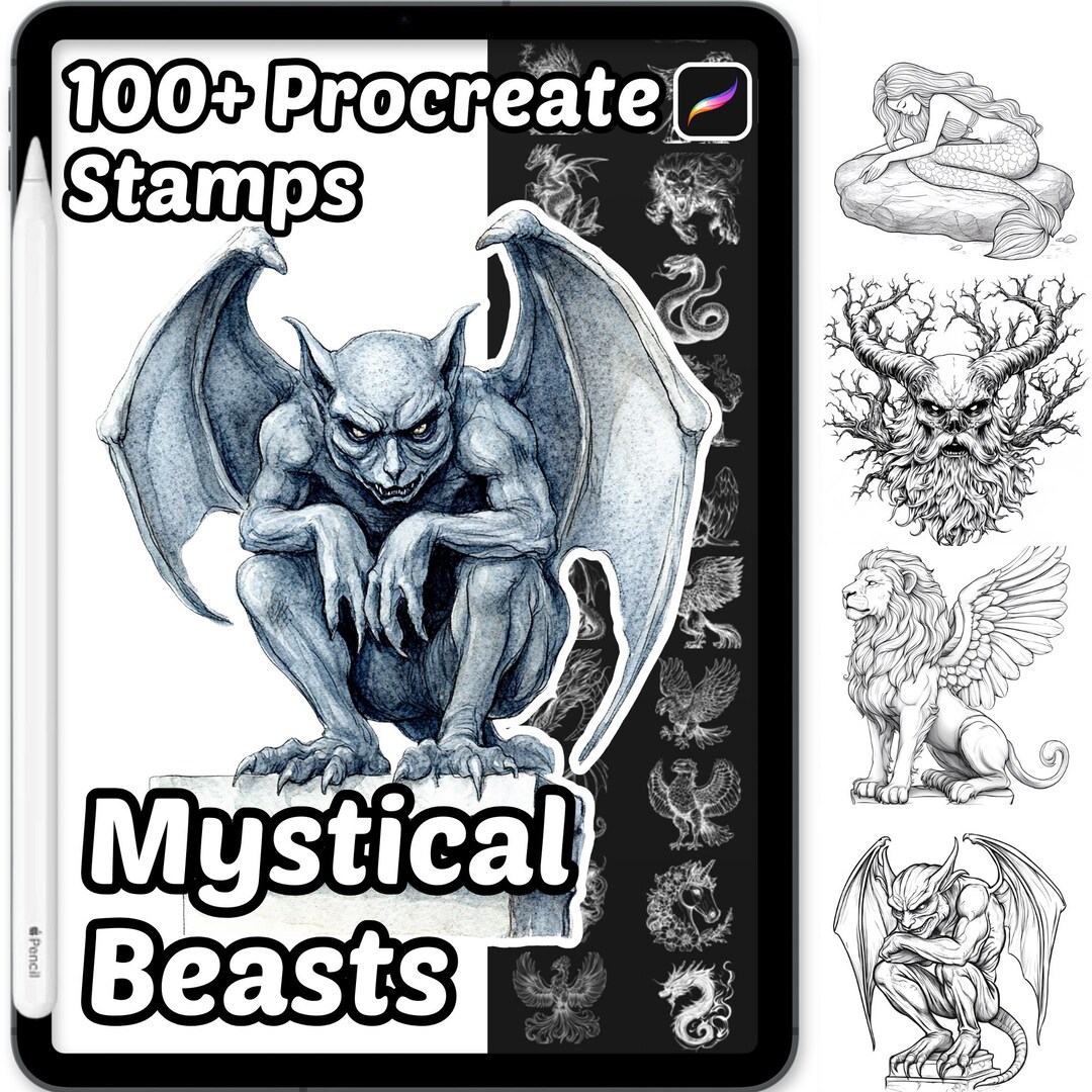 Mystical Beasts Procreate Stamps | 100+ Procreate Fantasy Creatures ...