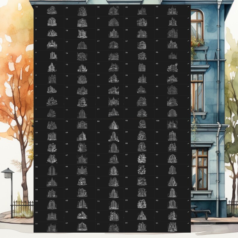 Building Procreate Stamps | 100+ Procreate Buildings Stamps | Beautiful ...