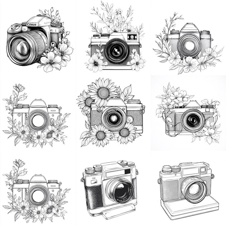 Camera Procreate Stamps | 100+ Procreate Camera Stamps | Retro Cameras ...