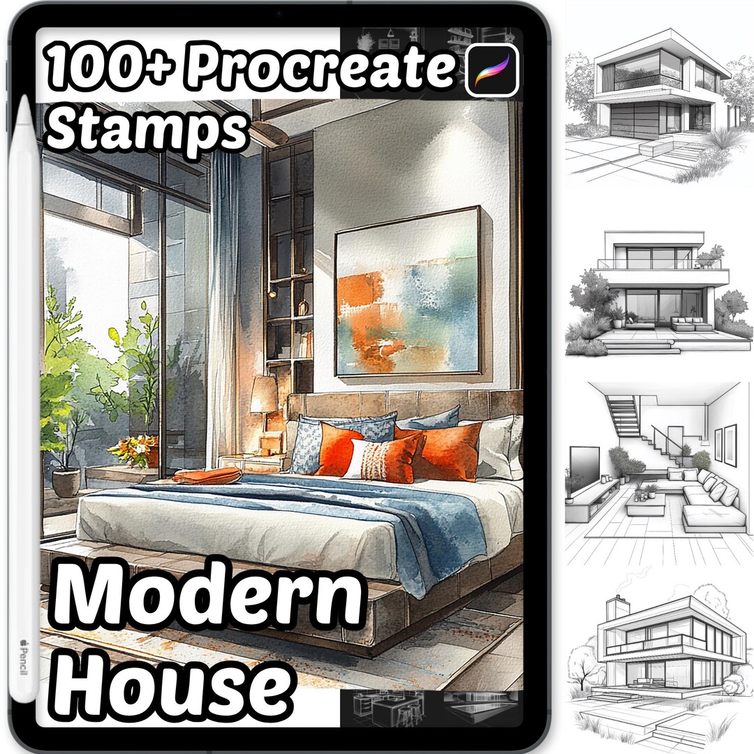 Modern House Procreate Stamps | 100+ Procreate Modern House Stamps ...
