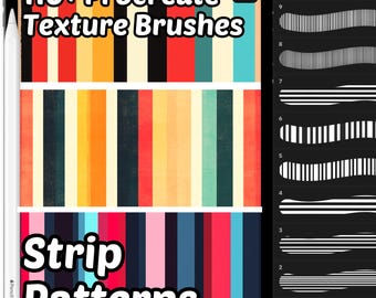 Pincéis de Padrão de Listras Procreate | Mais de 100 Pincéis de Textura de Listras Procreate | Textura de Tecido | Pincéis de Padrão Sem Costura Procreate | Textura de Listras