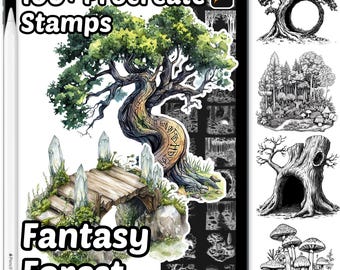 Fantasy Forest Procreate Stamps | 100+ Procreate Fantasy Forest Stamps | Mystical | Background Procreate | Celestial | Fantasy Procreate