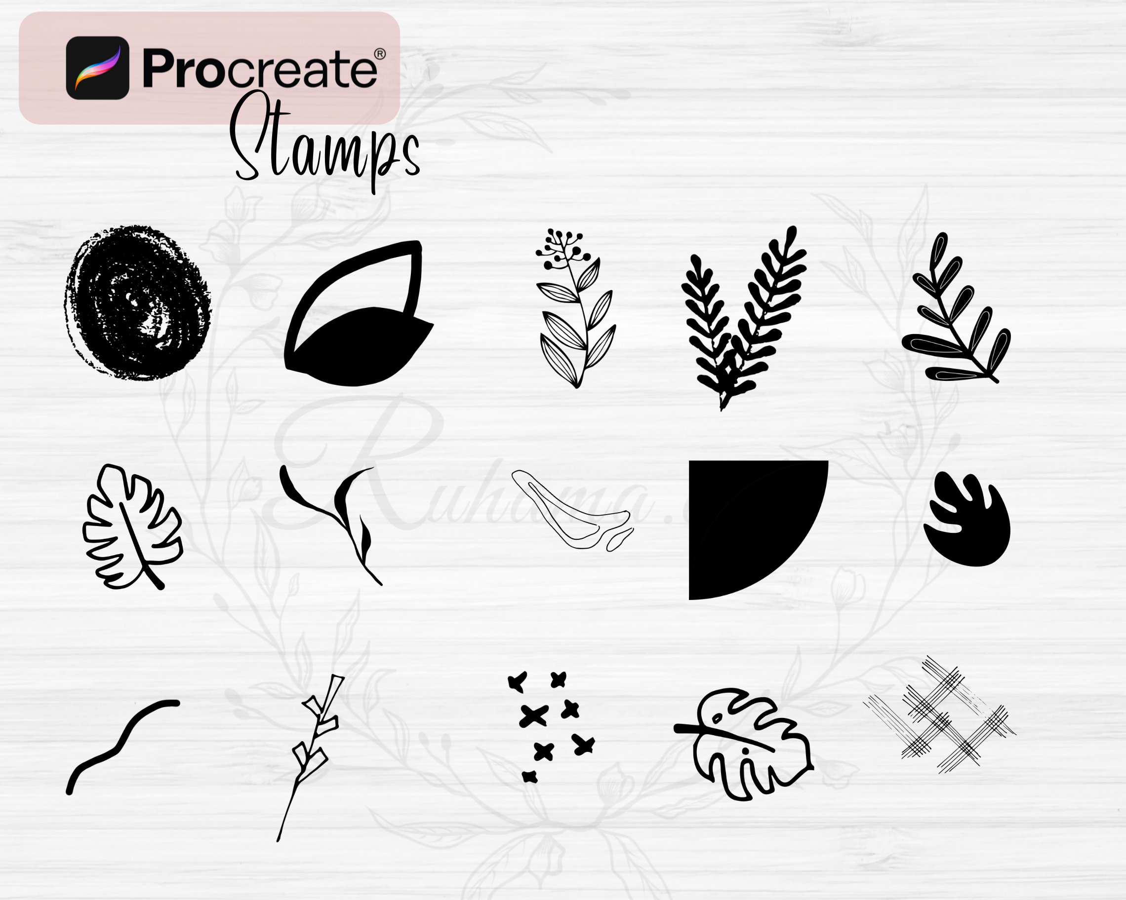 Doodle Procreate Stamps | 100 Boho Abstract Doodle Procreate Brushes ...