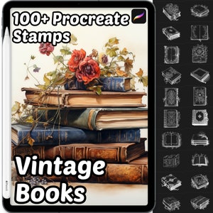 Vintage Books Procreate Stamps | 100+ Procreate Books Stamps | Books Procreate Stamps  | Spell Books Procreate brushes | Magical Books Stamp