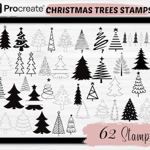 Christmas tree Procreate stamps |62 Procreate christmas trees brushes |Procreate tree|procreate Christmas tree brush bundle | tree procreate