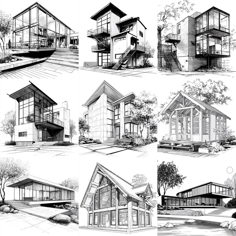 Contemporary Glass House Procreate Stamps | 100+ Procreate House Stamps ...