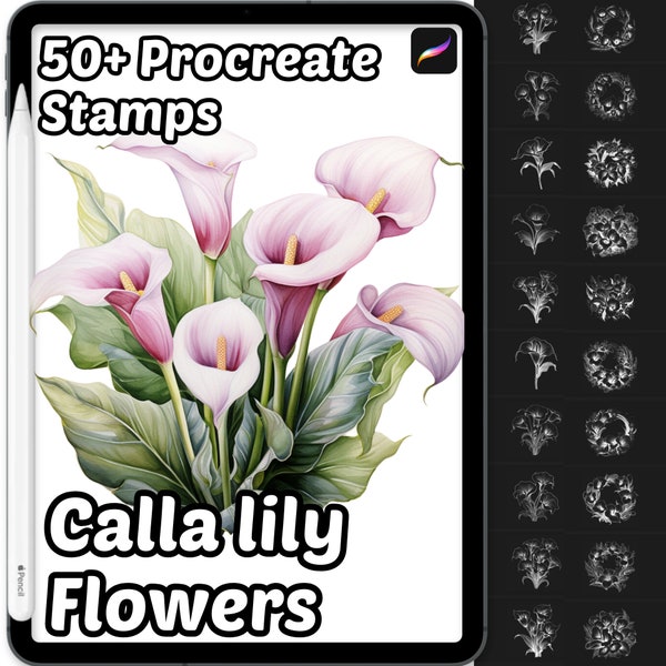 Calla Lily Flower Procreate Brushes | 50+ Procreate Calla Lily Flower Stamps | Procreate Brushes | Floral Procreate | Botanical Procreate