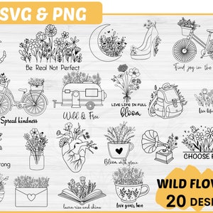 Wildflower SVG Bundle | 20 Wild Flower Svg | Flower Svg | Floral SVG | Botanical  Svg | Wildflower clipart | Flower Clipart | Bouquet SVG |2
