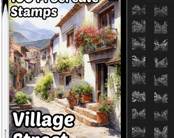 Village Street Procreate Stamps | 100+ Procreate Street Stamps | Procreate Brushes | Village Street Procreate Brushes | Procreate Stamps