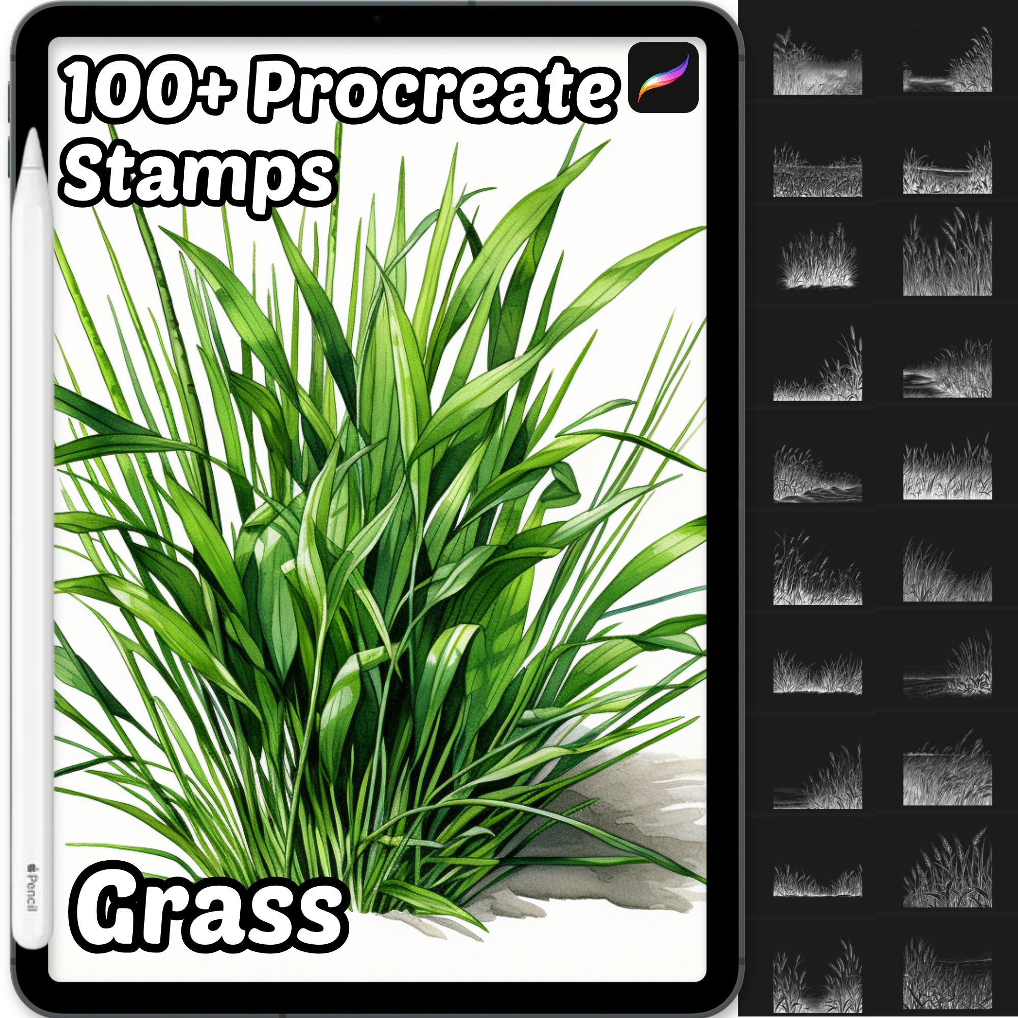 Grass Procreate Brushes 100 Procreate Grass Stamps Procreate Brushes