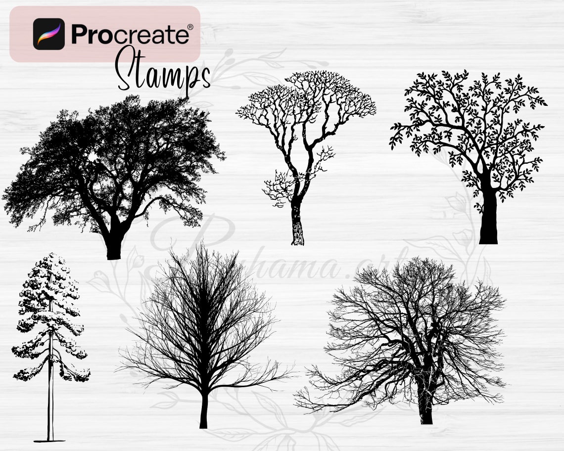 Tree Procreate Stamps | 34 Procreate Trees Brushset | Procreate Tree ...
