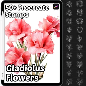 Procreate Gladiolus Flower Brushes | 50+ Procreate Gladiolus Flower Stamps | Procreate Brushes | Floral Procreate | Botanical Procreate