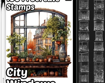 City Windows Procreate Stamps | 100+ Procreate City Landscape Stamps | City Window | Architecture Procreate brushes | City Procreate Stamps