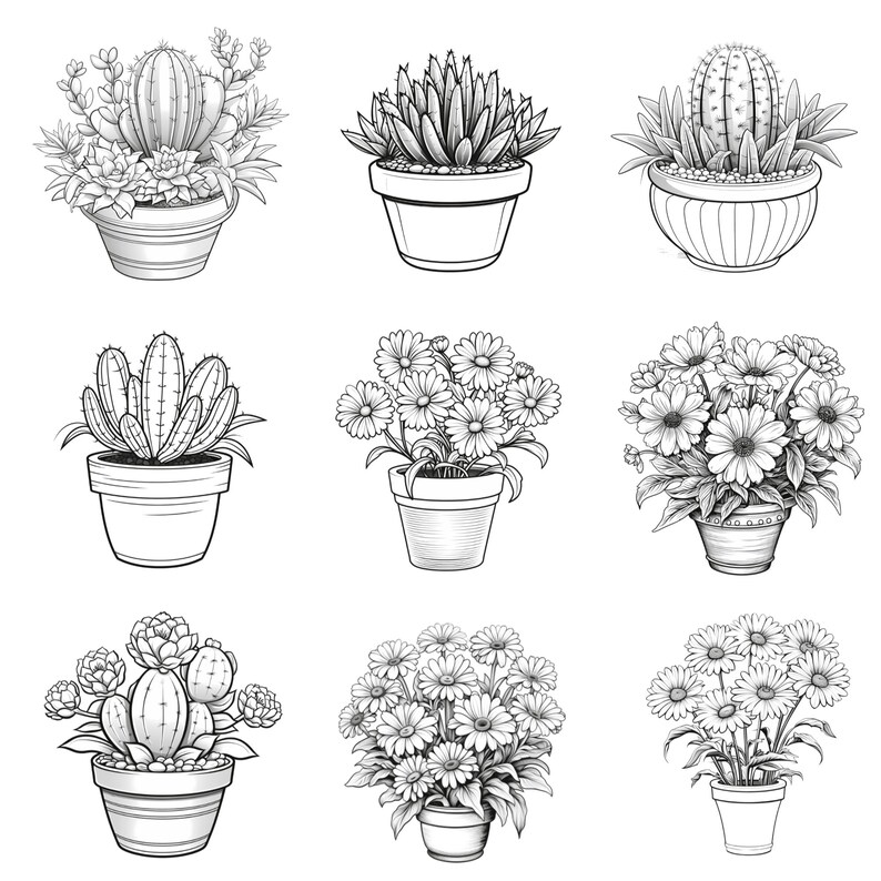 Flower Pot Procreate Stamps | 100+ Procreate Floral Stamps | Botanical ...