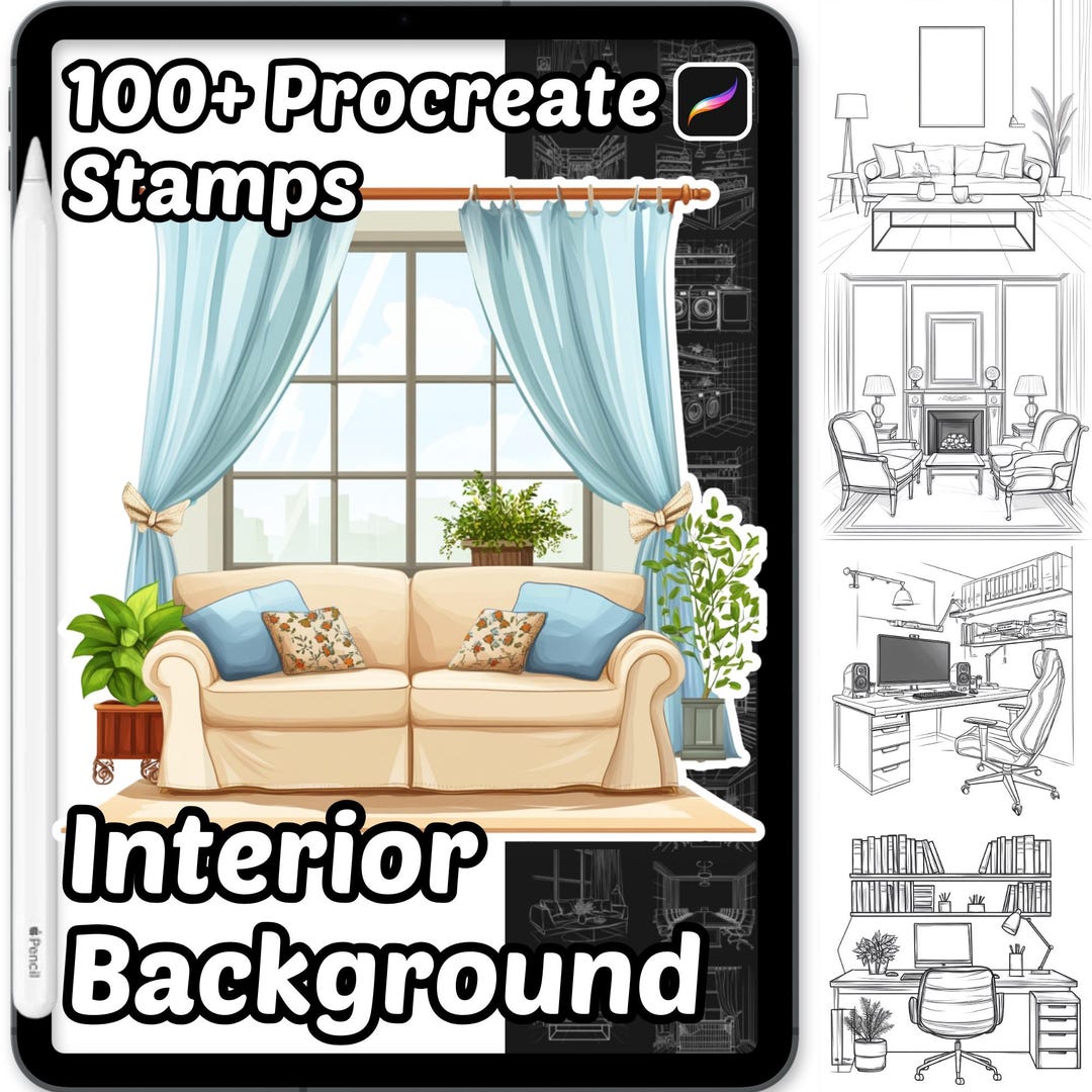 Interior Background Procreate Brushes | 100+ Procreate Home Interior ...