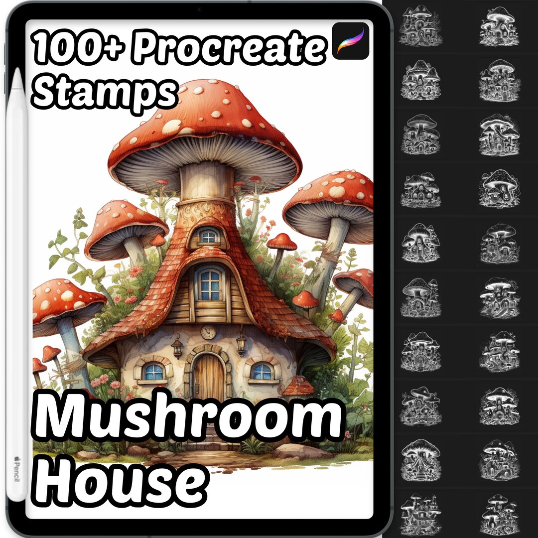 Mushroom House Procreate Stamps | 100+ Procreate Mystical House Stamps ...