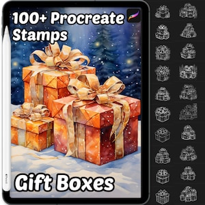 Presents Procreate Stamps | 100+ Procreate Gift Boxes Stamps | Procreate Brushes | Gift Boxes Procreate Brushes | Presents Procreate Stamps